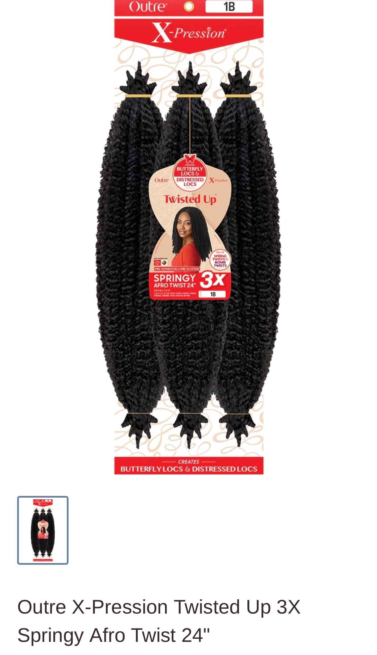 Outre X-Pression Twisted Up 3X Springy Afro Twist 24 Outre X-Pression Twisted Up 3X Springy Afro Twist 24
