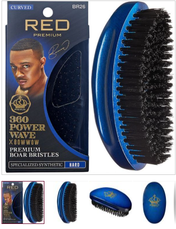Red Premium 360 Power Wave X Bow Wow Premium Specialized Synthetic Curved Palm Brush - Hard #BR26 Red Premium 360 Power Wave X Bow Wow Premium Specialized Synthetic Curved Palm Brush - Hard #BR26