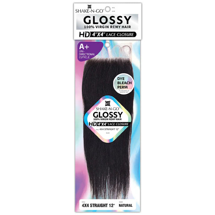 Shake N Go Glossy 100% Virgin Remy Hair HD 4x4 Lace Closure - 4x4 STRAIGHT 12 Shake N Go Glossy 100% Virgin Remy Hair HD 4x4 Lace Closure - 4x4 STRAIGHT 12