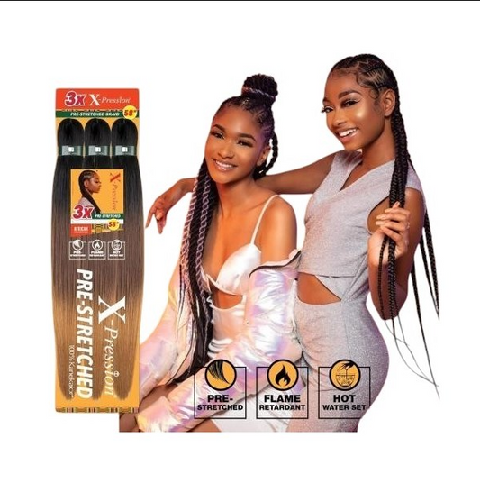 X-Pression 3X Pre-Stretched Kanekalon Braid 58 Inch - # 1B