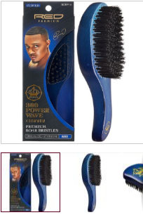 Red Premium 360 Power Wave X Bow Wow Premium Specialized Synthetic Bristles Curved Club Brush - Hard #BR27