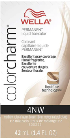 Wella Color Charm Permanent Liquid 4Nw Medium Natural Warm Brown 1.4 Oz