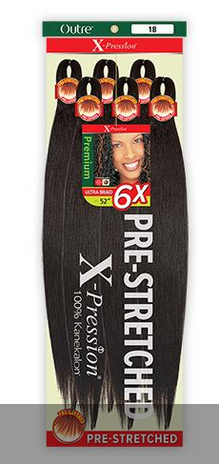 Outre Braids X-Pression Kanekalon 6X Pre Stretched Ultra Braid 52" #1B