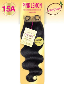 Pink Lemon 15A - 5x5 Closure - Body Wave 14 Inch - # Natural
