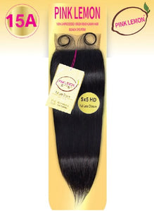 Pink Lemon 15A - 5x5 Closure - Straight 14 Inch - # Natural